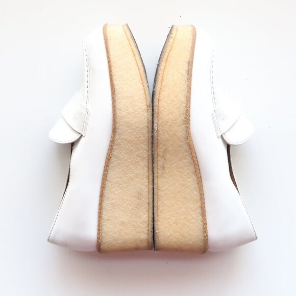 Tomas Maier White Leather Crepe Platform Wedge Heel Loafers Slip-on Shoes Size 6 - Picture 11 of 16
